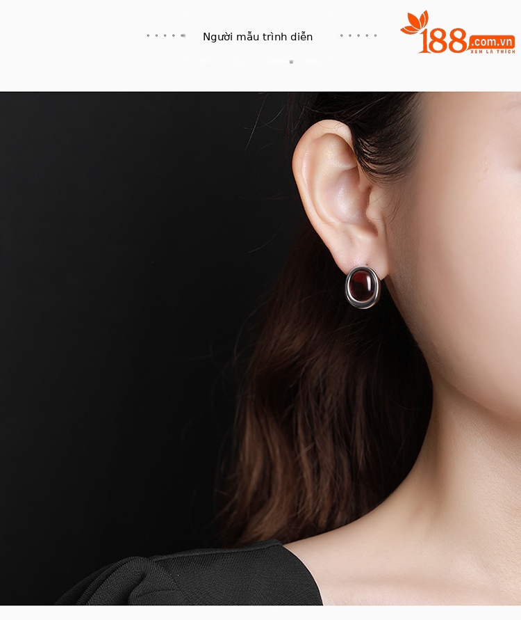 Bông tai mặt trứng hình học bạc S925 đơn giản sang trọng — Một cặp chi tiết 6