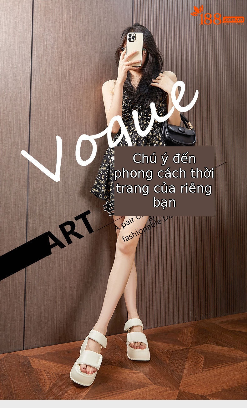 Dép sandal nữ quai chữ V đơn giản mùa hè — Đen, Len nguyên chất chi tiết 1
