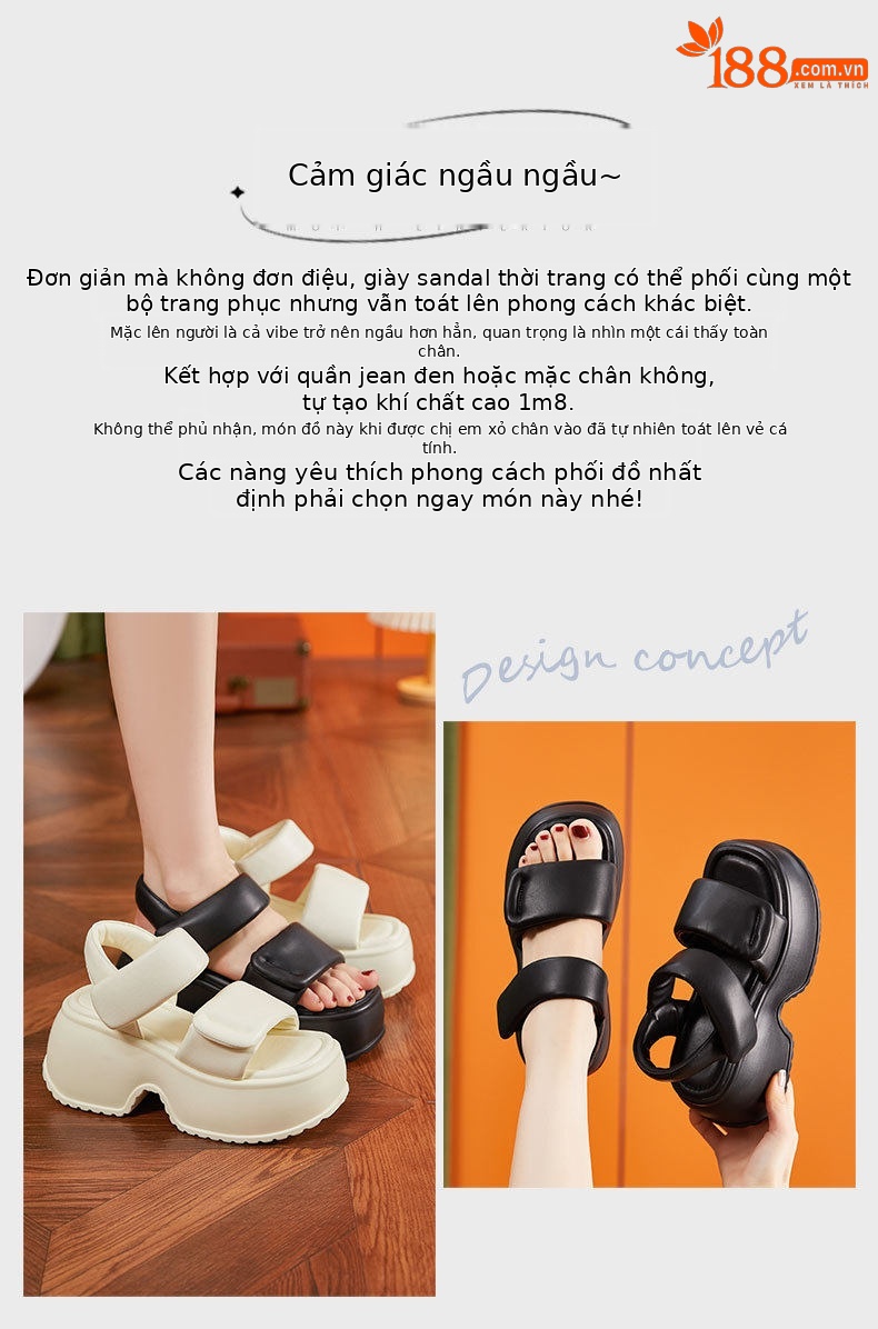 Dép sandal nữ quai chữ V đơn giản mùa hè — Đen, Len nguyên chất chi tiết 4