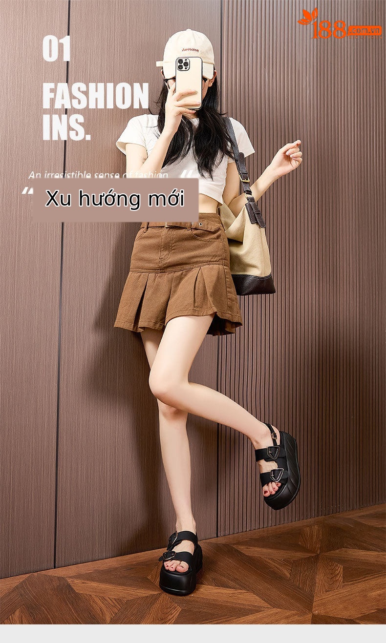 Dép sandal nữ quai chữ V đơn giản mùa hè — Len tinh khiết, Đen chi tiết 2