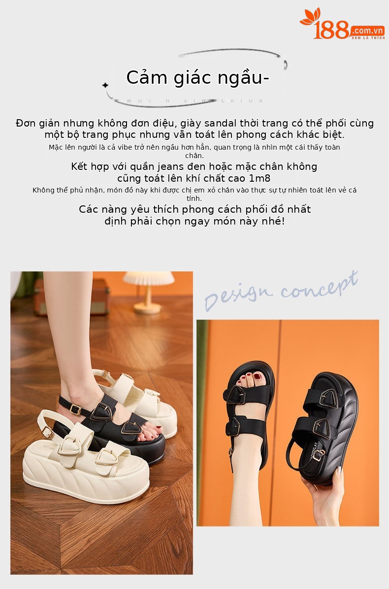 Dép sandal nữ quai chữ V đơn giản mùa hè — Len tinh khiết, Đen chi tiết 4