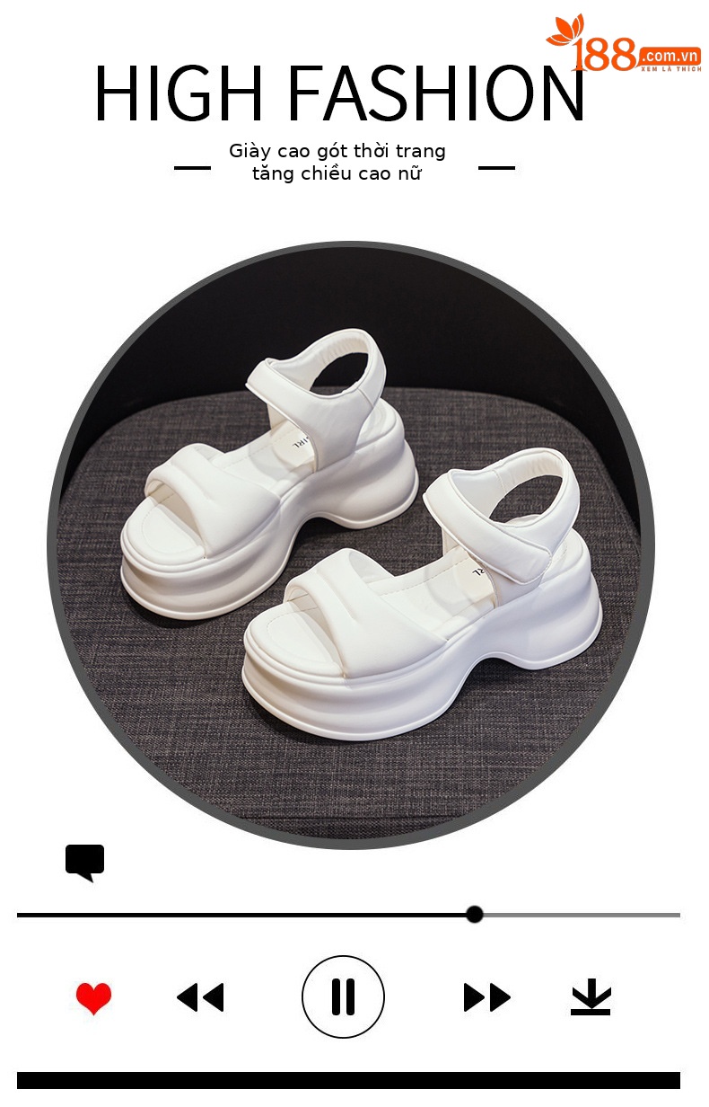 Dép sandal nữ đế dày quai chữ V mùa hè 2026 phong cách thể thao đa năng — M2589 màu trắng, M2589 màu be, M2589 màu đen chi tiết 5
