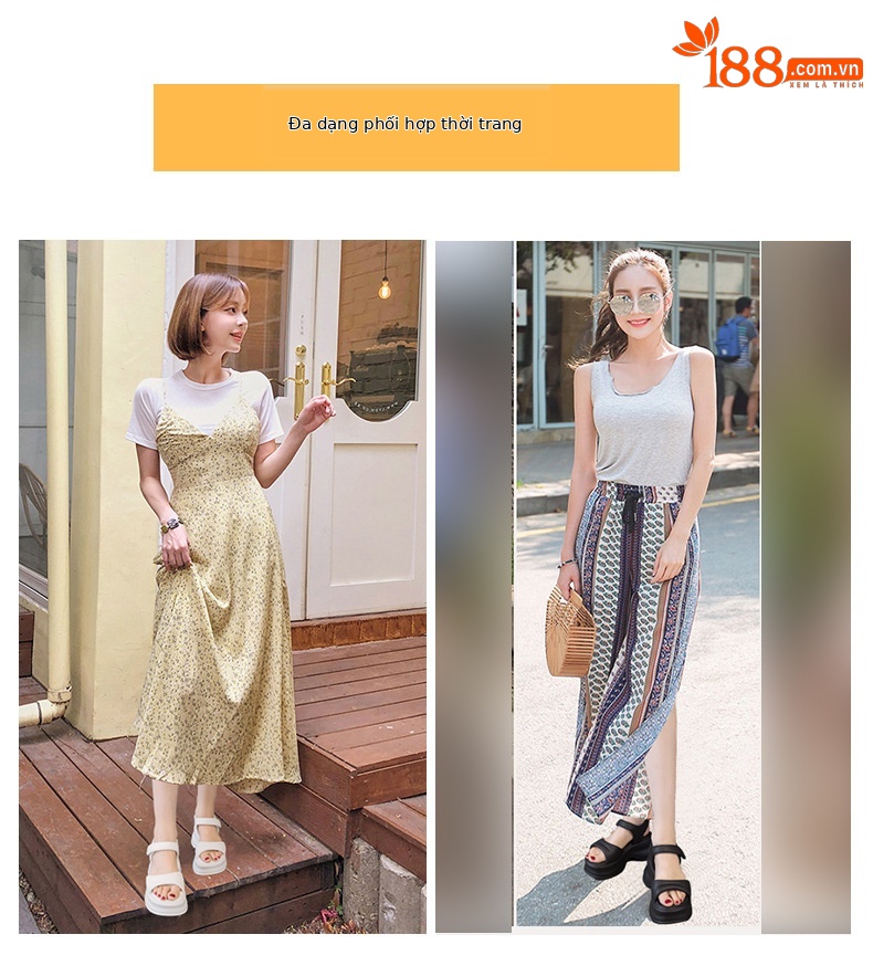 Dép sandal nữ đế dày quai chữ V mùa hè 2026 phong cách thể thao đa năng — M2589 màu trắng, M2589 màu be, M2589 màu đen chi tiết 6