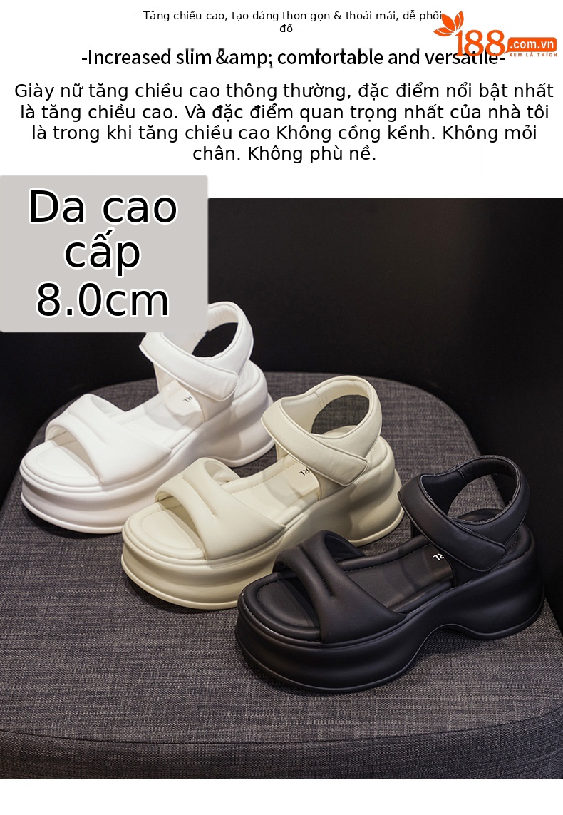 Dép sandal nữ đế dày quai chữ V mùa hè 2026 phong cách thể thao đa năng — M2589 màu trắng, M2589 màu be, M2589 màu đen chi tiết 2