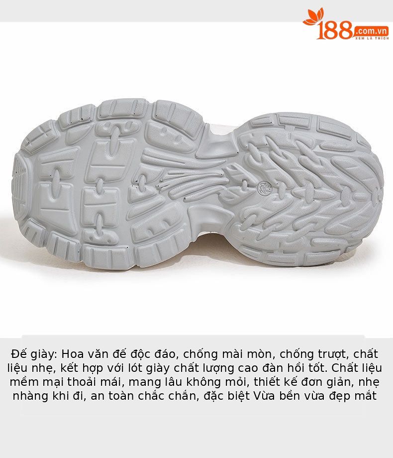 Giày sneaker nữ đế dày chunky phong cách thể thao, gót 8 cm — Trắng, Bạc chi tiết 7