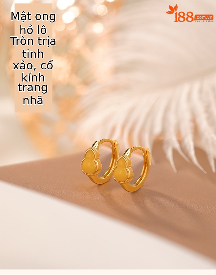 Bông tai bầu Fulu bạc S925 mạ vàng sáp ong phong cách cổ điển Trung Hoa — Một cặp chi tiết 2