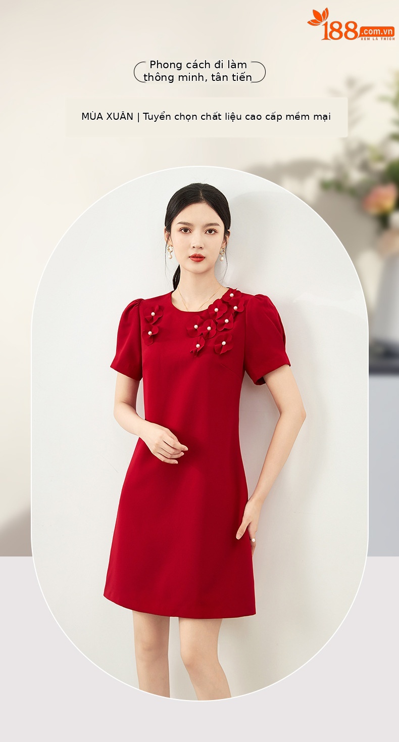 Váy maxi nữ thắt eo đính đá hoa nổi 3D phong cách quý cô sang trọng — Màu đen chi tiết 1