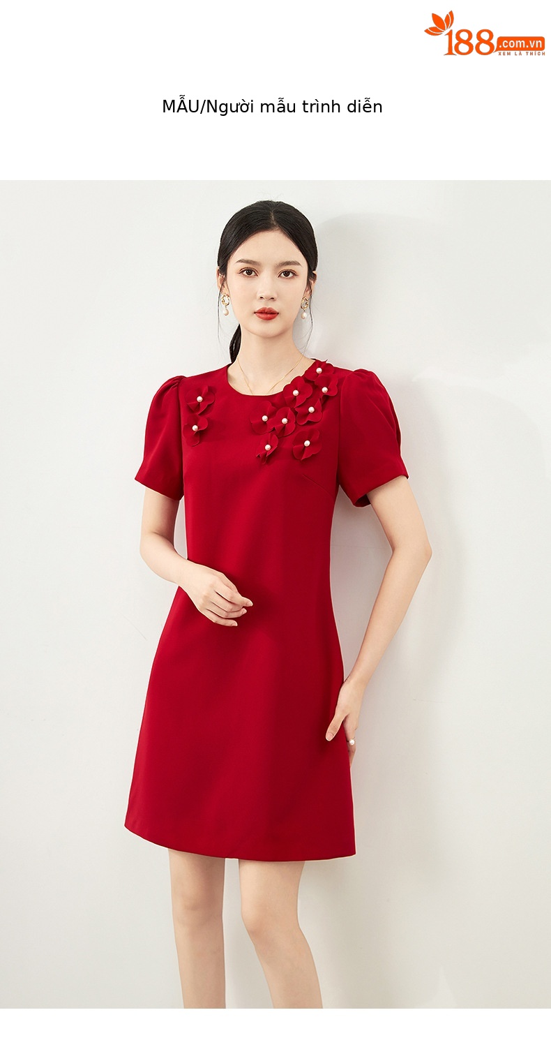 Váy maxi nữ thắt eo đính đá hoa nổi 3D phong cách quý cô sang trọng — Màu đen chi tiết 7