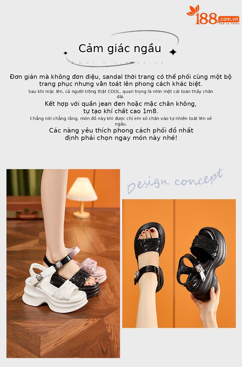 Dép sandal nữ quai chữ V đế TPU mềm mại — Trắng, Hồng, Đen chi tiết 4
