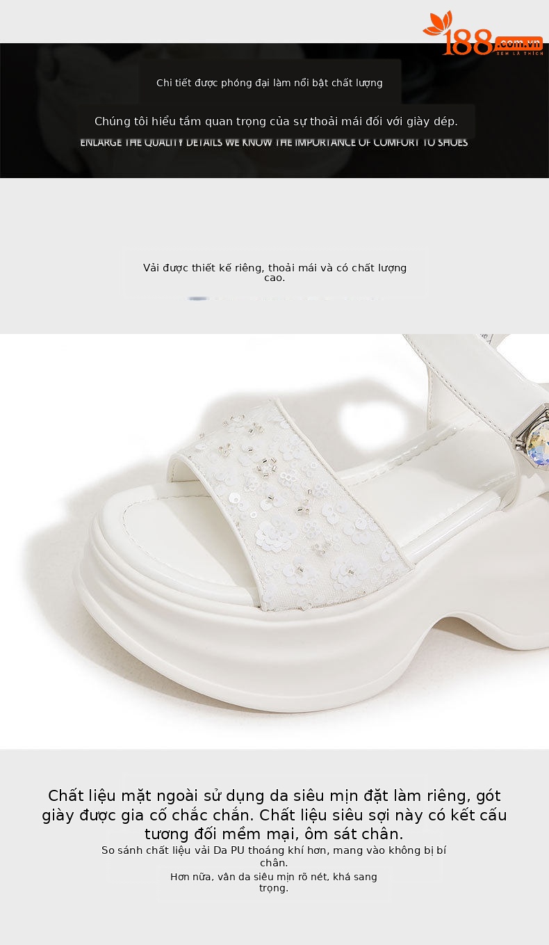 Dép sandal nữ quai chữ V đế TPU mềm mại — Trắng, Hồng, Đen chi tiết 6