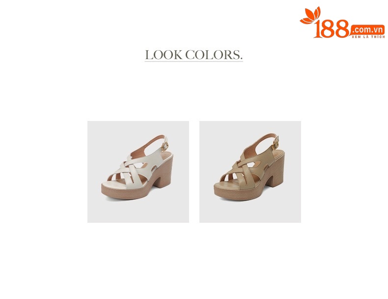 Sandal cao gót nữ quai ngang đế dày da cừu phong cách La Mã — Màu trắng be chi tiết 6