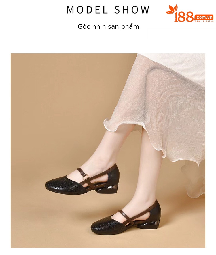 Giày búp bê nữ da thật mũi nhọn bít mũi đế bằng mềm — Màu đen chi tiết 9