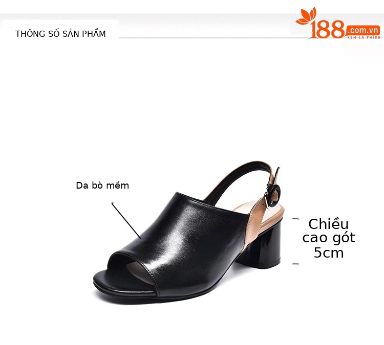 Sandal nữ quai ngang da mềm mũi hở gót vuông phong cách La Mã — Màu be chi tiết 6