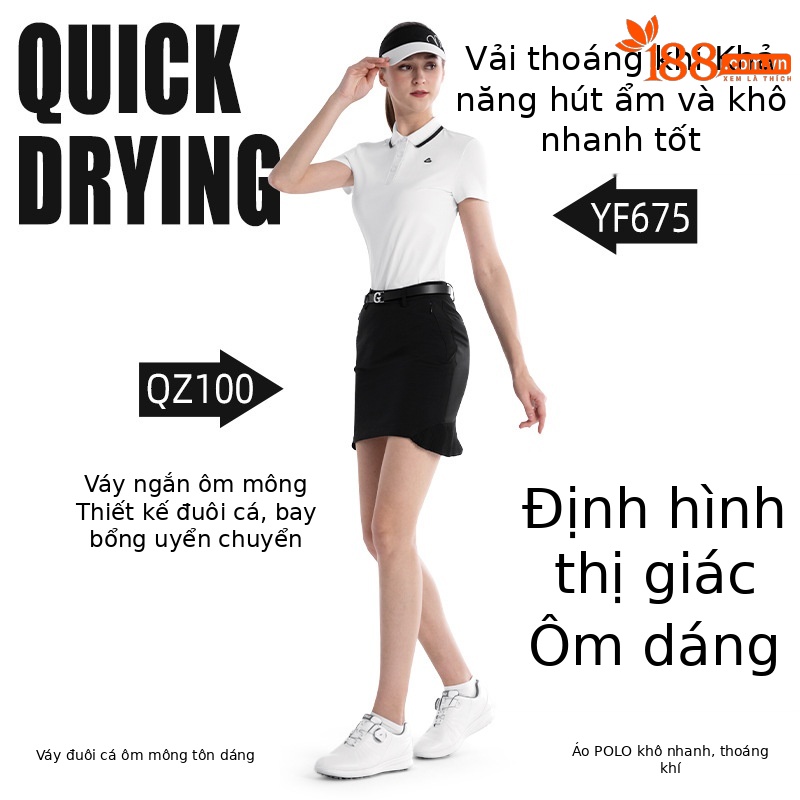 Váy golf nữ đuôi cá ôm hông phối voan xếp tầng — QZ100 [váy đuôi cá ôm hông] màu đen, QZ100 [váy đuôi cá ôm hông] màu trắng, QZ100 [Váy ngắn đuôi cá ôm hông] màu xanh nước biển