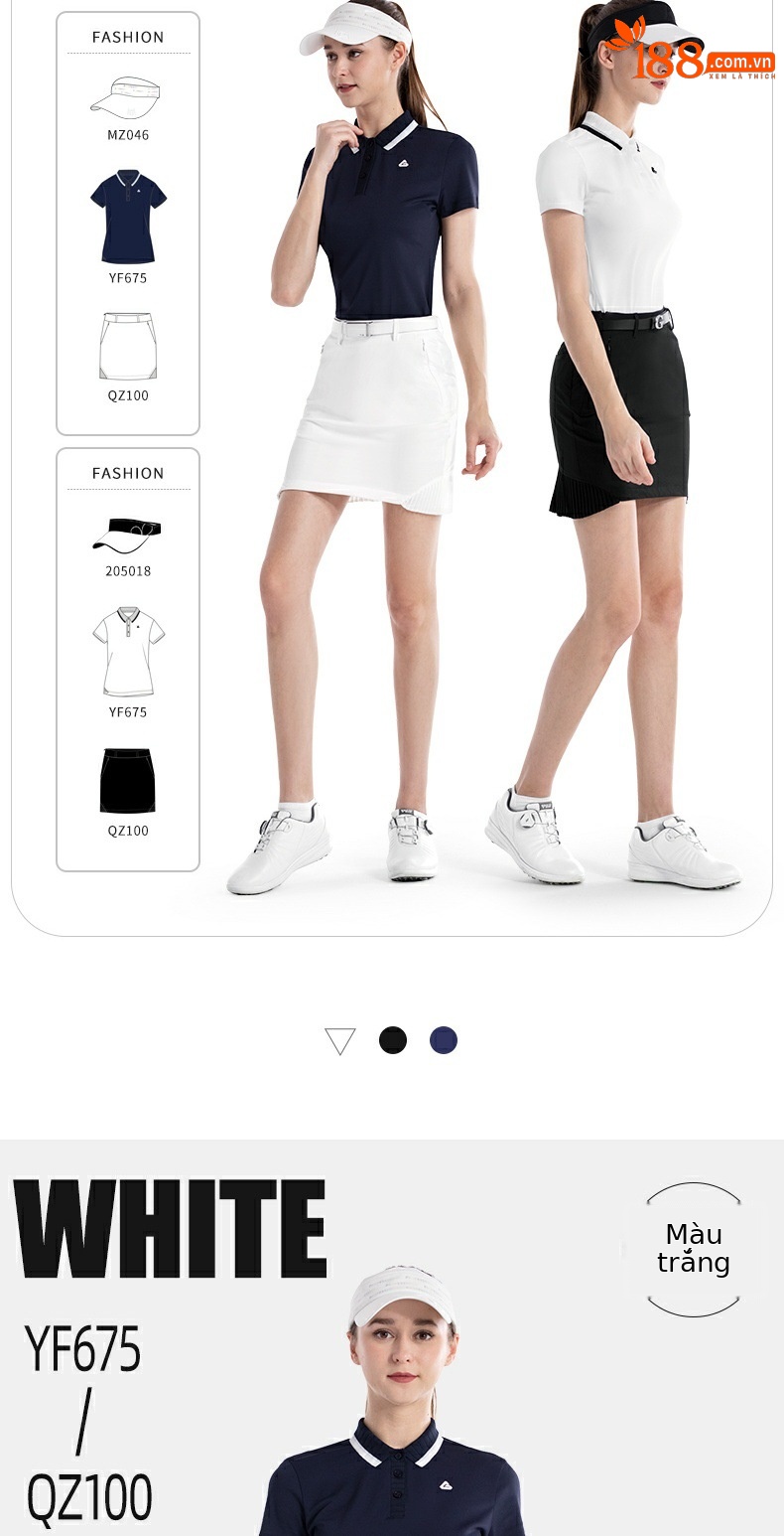 Váy golf nữ đuôi cá ôm hông phối voan xếp tầng — QZ100 [váy đuôi cá ôm hông] màu đen, QZ100 [váy đuôi cá ôm hông] màu trắng, QZ100 [Váy ngắn đuôi cá ôm hông] màu xanh nước biển chi tiết 3