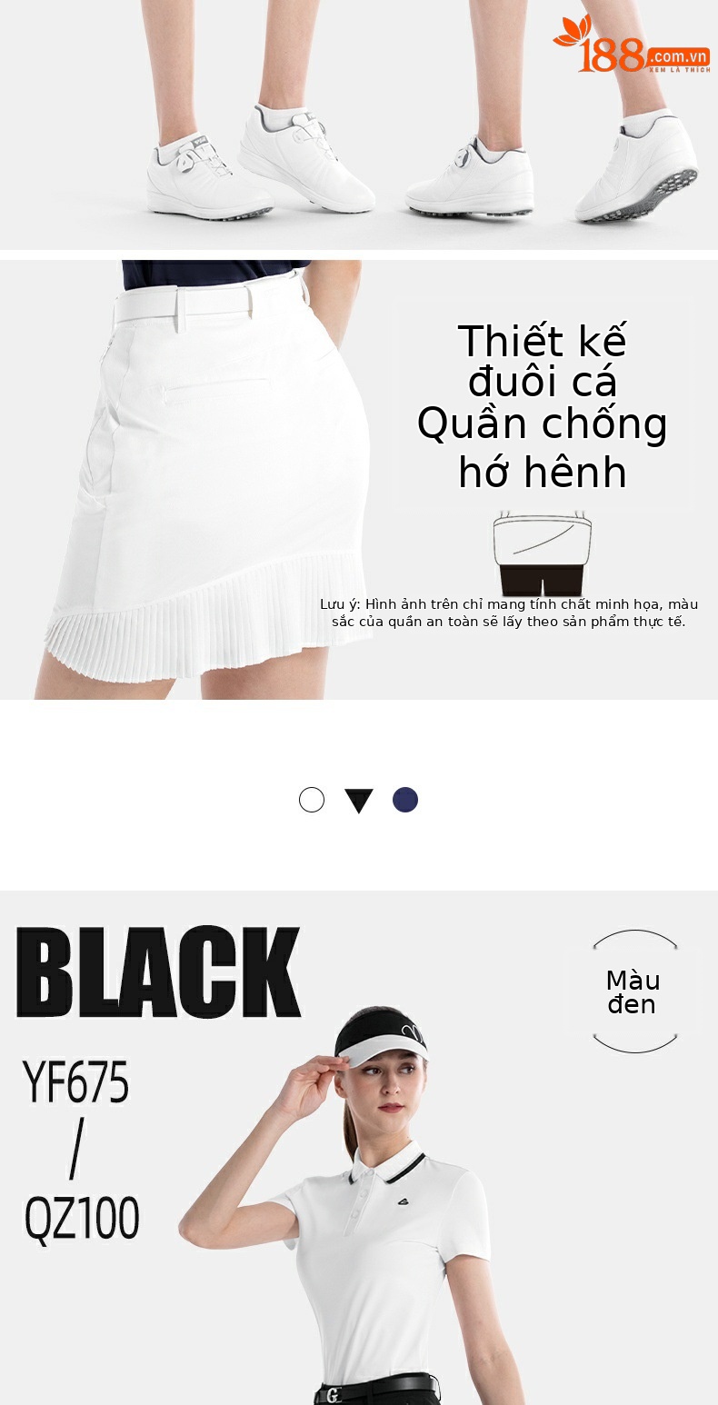 Váy golf nữ đuôi cá ôm hông phối voan xếp tầng — QZ100 [váy đuôi cá ôm hông] màu đen, QZ100 [váy đuôi cá ôm hông] màu trắng, QZ100 [Váy ngắn đuôi cá ôm hông] màu xanh nước biển chi tiết 5