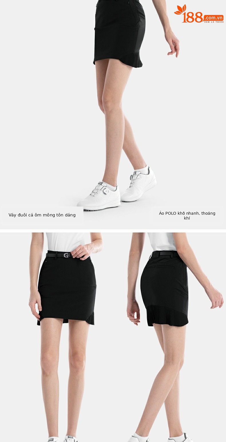 Váy golf nữ đuôi cá ôm hông phối voan xếp tầng — QZ100 [váy đuôi cá ôm hông] màu đen, QZ100 [váy đuôi cá ôm hông] màu trắng, QZ100 [Váy ngắn đuôi cá ôm hông] màu xanh nước biển chi tiết 6