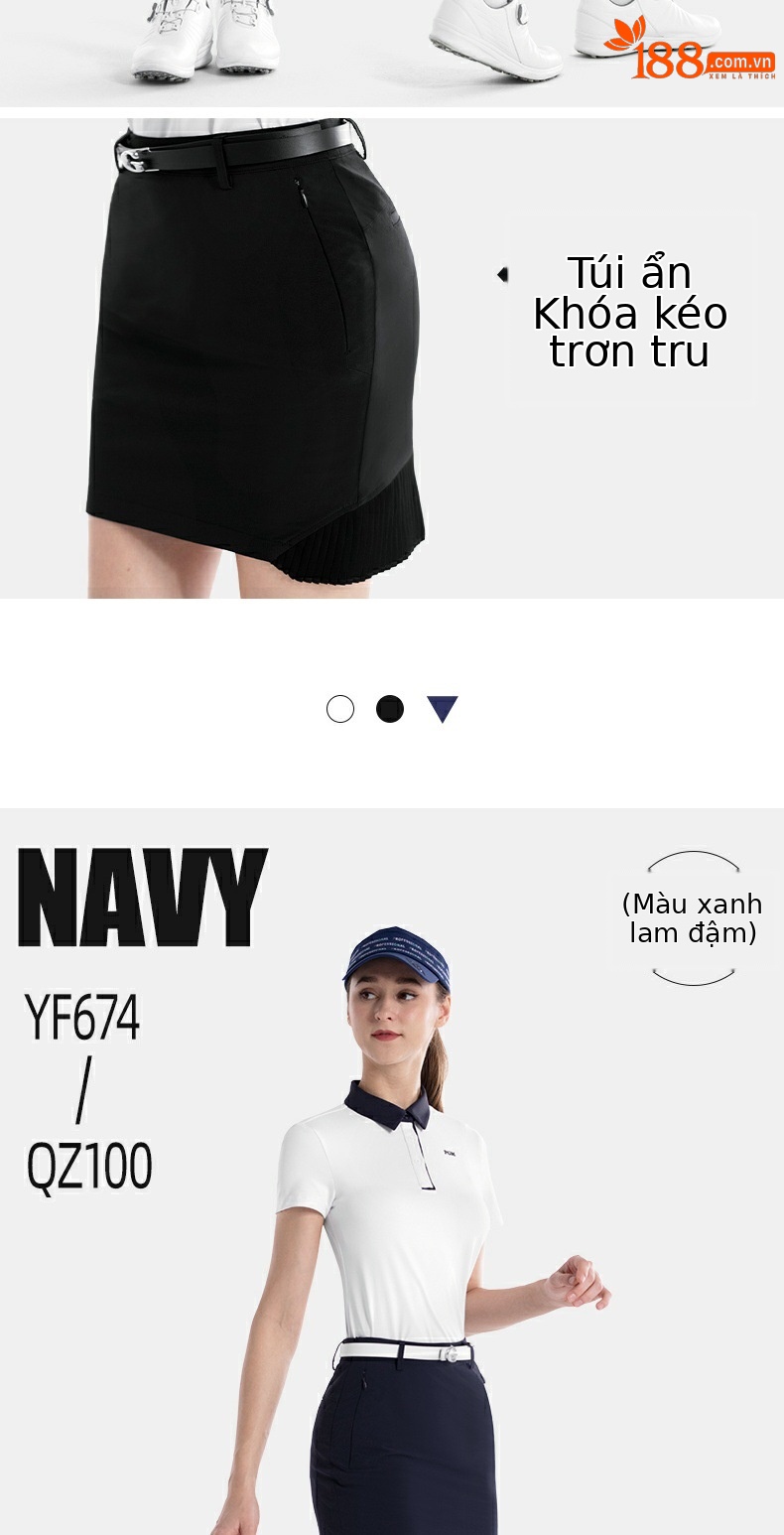Váy golf nữ đuôi cá ôm hông phối voan xếp tầng — QZ100 [váy đuôi cá ôm hông] màu đen, QZ100 [váy đuôi cá ôm hông] màu trắng, QZ100 [Váy ngắn đuôi cá ôm hông] màu xanh nước biển chi tiết 7