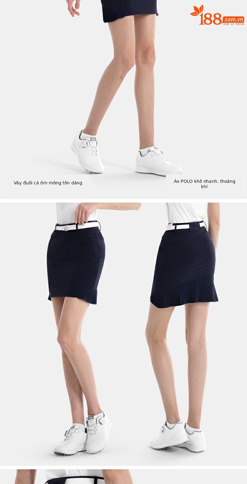 Váy golf nữ đuôi cá ôm hông phối voan xếp tầng — QZ100 [váy đuôi cá ôm hông] màu đen, QZ100 [váy đuôi cá ôm hông] màu trắng, QZ100 [Váy ngắn đuôi cá ôm hông] màu xanh nước biển chi tiết 8