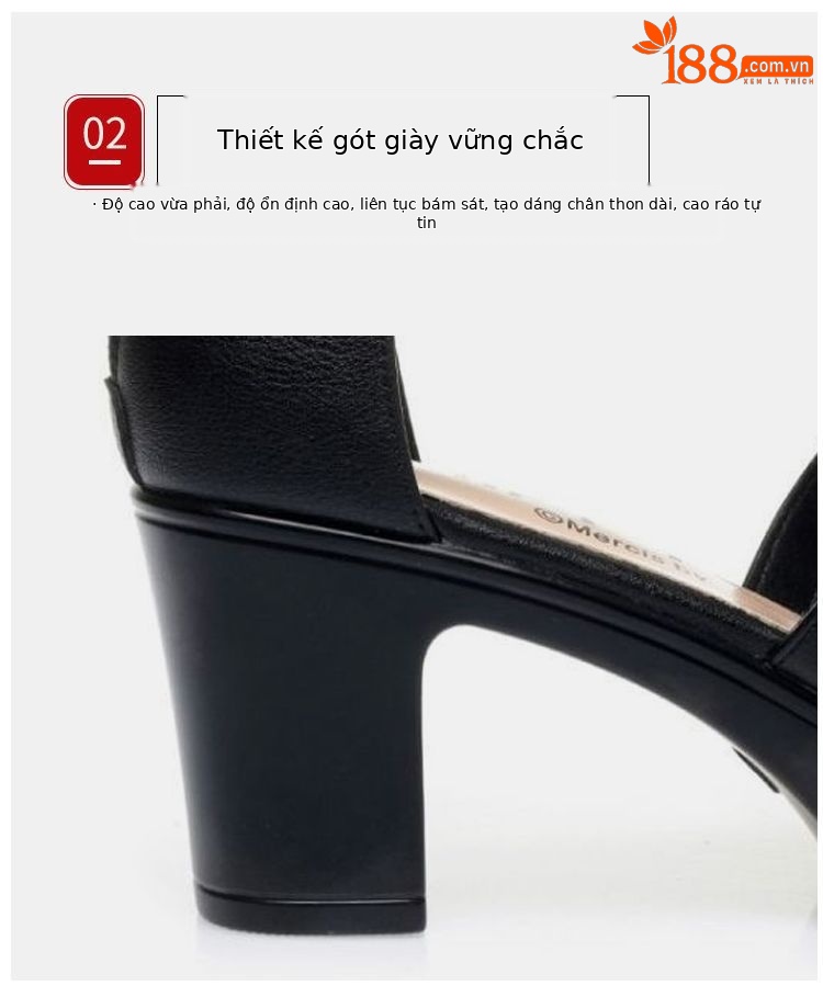 Sandal La Mã da thật gót vuông cao 9.5 cm mũi hở đế dày cổ cao — Da sáng chế cao gót trắng 9.5 cm, Da sáng chế gót đen cao 9.5 cm chi tiết 8