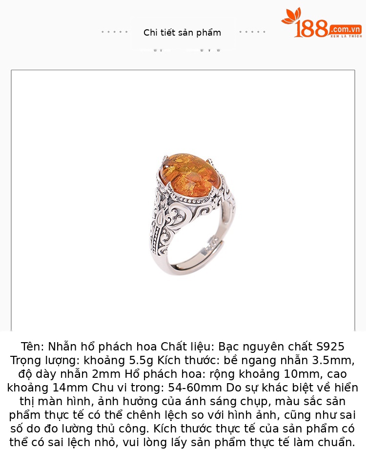 Nhẫn bạc S925 hình bướm mặt trứng phong cách dân tộc cổ điển — Mở một size chi tiết 2