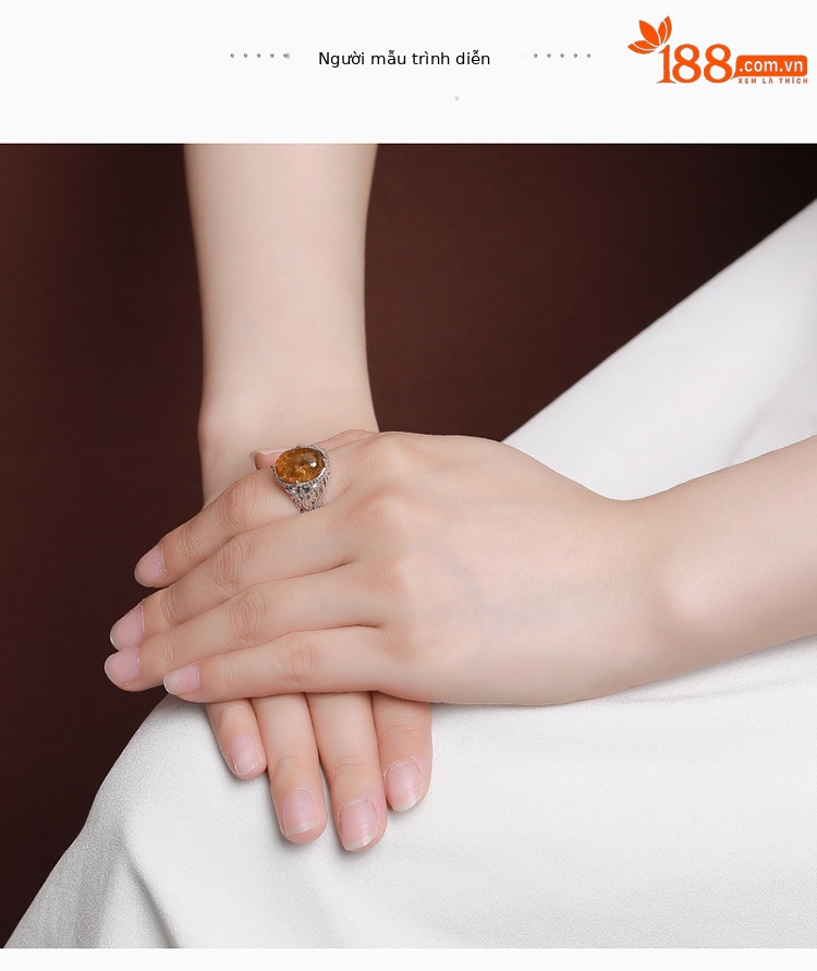 Nhẫn bạc S925 hình bướm mặt trứng phong cách dân tộc cổ điển — Mở một size chi tiết 4