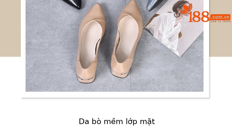 Giày lười nữ mũi nhọn đế bằng da thật mềm, phong cách bà ngoại, đi mùa xuân thu — Màu đen chi tiết 5
