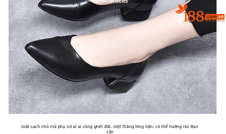 Giày lười nữ mũi nhọn đế bằng da thật mềm, phong cách bà ngoại, đi mùa xuân thu — Màu đen chi tiết 18