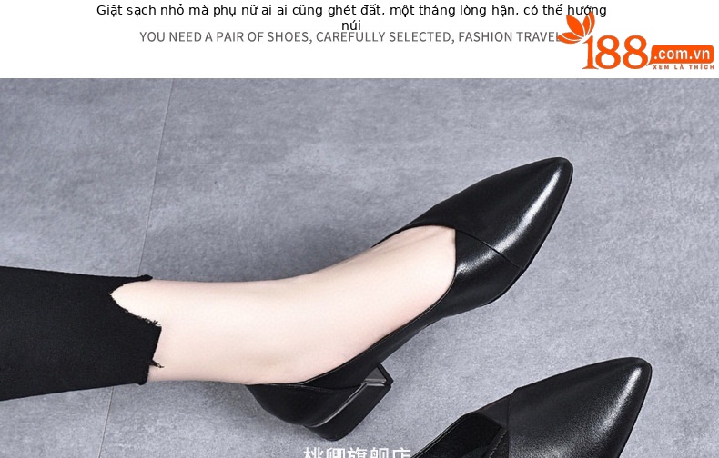 Giày lười nữ mũi nhọn đế bằng da thật mềm, phong cách bà ngoại, đi mùa xuân thu — Màu đen chi tiết 19