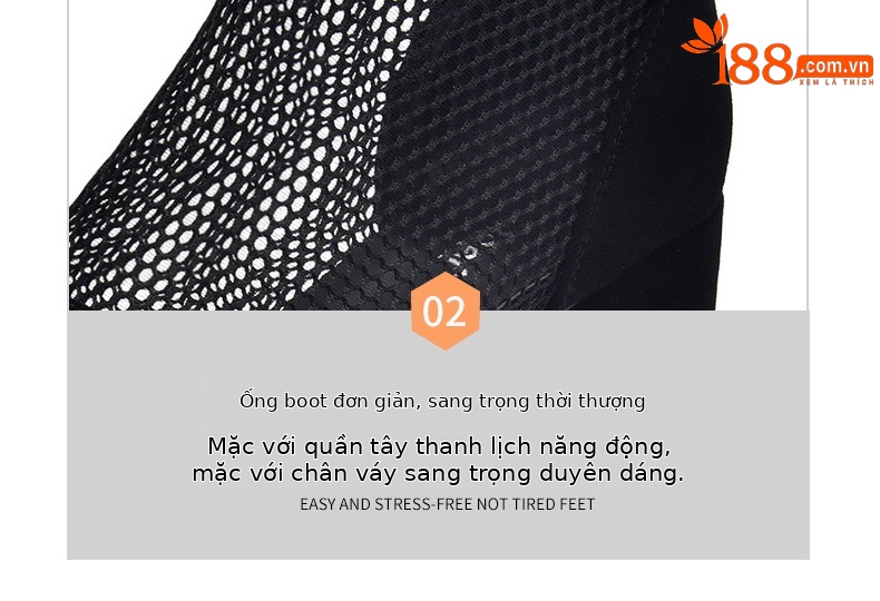 Sandal cao cổ nữ da thật mũi tròn gót dày 2.5 cm kiểu La Mã khoét lỗ lưới thoáng khí — Chiều cao gót 2.5 cm chi tiết 15