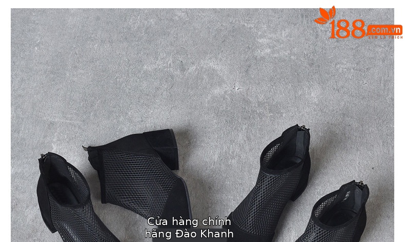 Sandal cao cổ nữ da thật mũi tròn gót dày 2.5 cm kiểu La Mã khoét lỗ lưới thoáng khí — Chiều cao gót 2.5 cm chi tiết 31