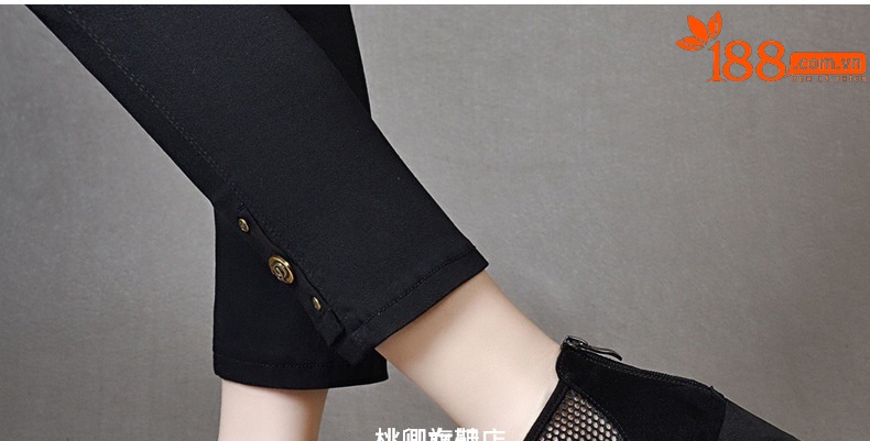 Giày boot ngắn lưới da thật mũi tròn gót dày thoáng khí — Màu đen da cừu chi tiết 26