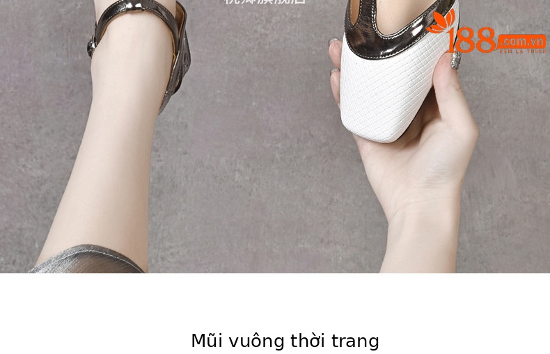 Sandal da thật mũi kín gót thấp đế mềm mũi vuông phong cách Pháp — Màu nâu chi tiết 7