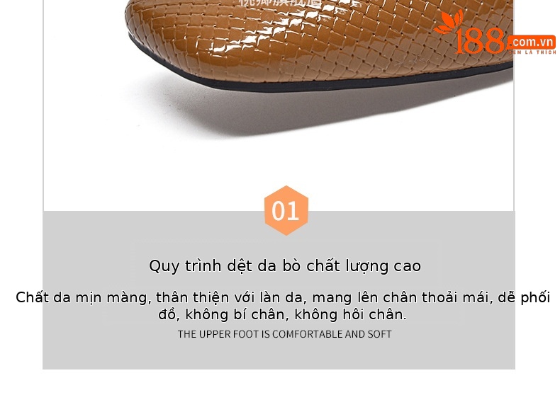 Sandal da thật mũi kín gót thấp đế mềm mũi vuông phong cách Pháp — Màu nâu chi tiết 13