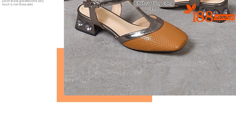 Sandal da thật mũi kín gót thấp đế mềm mũi vuông phong cách Pháp — Màu nâu chi tiết 25