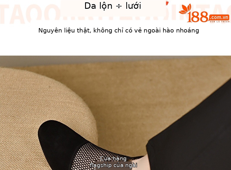 Giày boot lưới nữ mũi tròn gót thấp 2.5 cm, cổ thấp phối lưới thoáng khí — Da bò đen cao 2.5 cm chi tiết 6