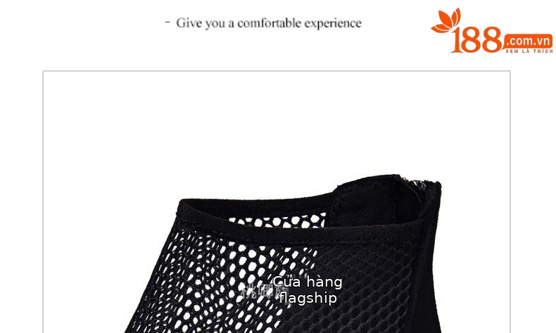 Giày boot lưới nữ mũi tròn gót thấp 2.5 cm, cổ thấp phối lưới thoáng khí — Da bò đen cao 2.5 cm chi tiết 14