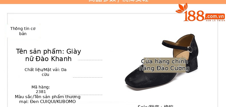 Sandal nữ da thật mũi kín gót dày phong cách Trung Quốc — Màu đen chi tiết 10