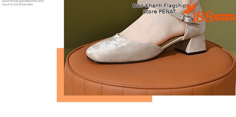 Sandal nữ da thật mũi kín gót dày phong cách Trung Quốc — Màu đen chi tiết 25