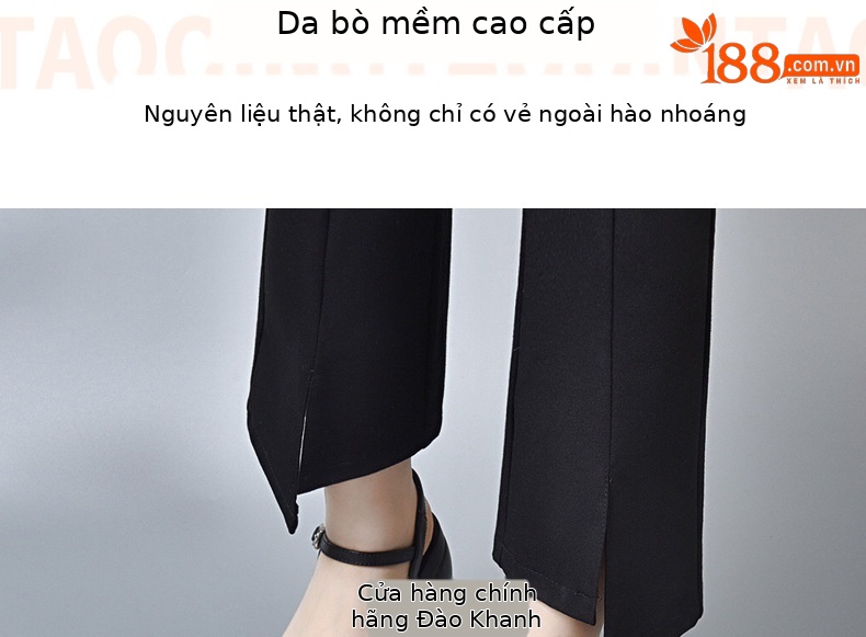 Dép đế xuồng nữ cao gót thoải mái, kiểu mới hè, da đen — Màu đen chi tiết 6