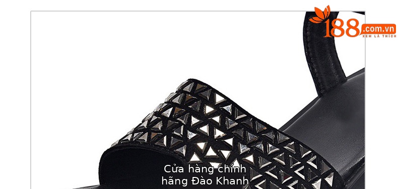 Dép đế xuồng nữ cao gót thoải mái, kiểu mới hè, da đen — Màu đen chi tiết 12