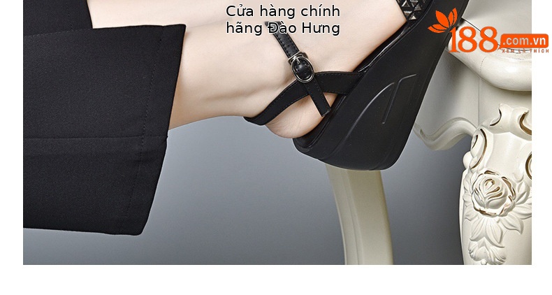 Dép đế xuồng nữ cao gót thoải mái, kiểu mới hè, da đen — Màu đen chi tiết 23