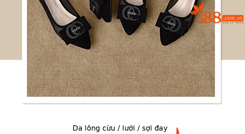 Giày sandal nữ mũi nhọn gót thấp 5 cm, da lưới thoáng khí, bít mũi hở gót — Chiều cao gót 5 cm chi tiết 5