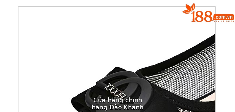 Giày sandal nữ mũi nhọn gót thấp 5 cm, da lưới thoáng khí, bít mũi hở gót — Chiều cao gót 5 cm chi tiết 12