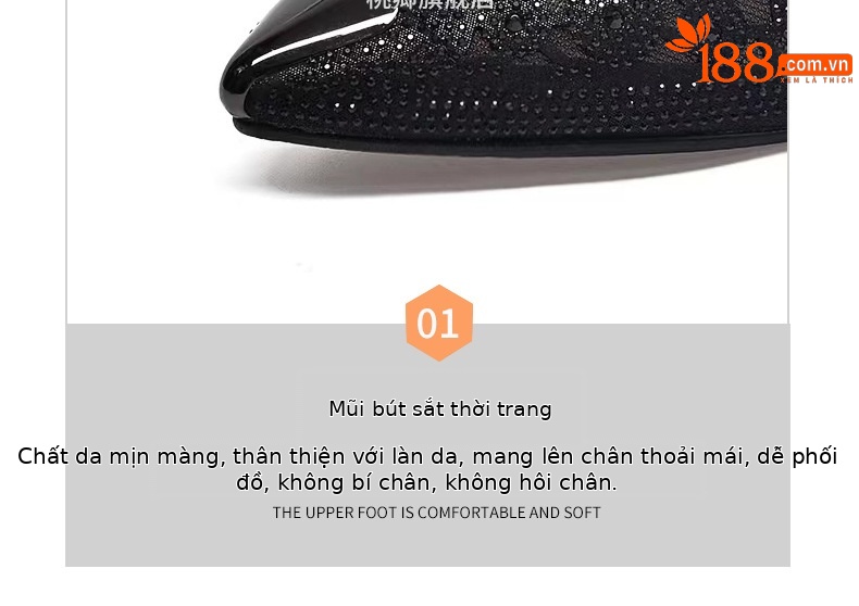 Giày mule nữ mũi nhọn chất liệu lưới thoáng khí, gót cao — Màu Sâm panh chi tiết 13
