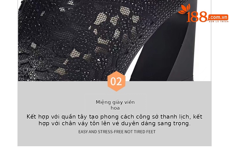 Giày mule nữ mũi nhọn chất liệu lưới thoáng khí, gót cao — Màu Sâm panh chi tiết 15
