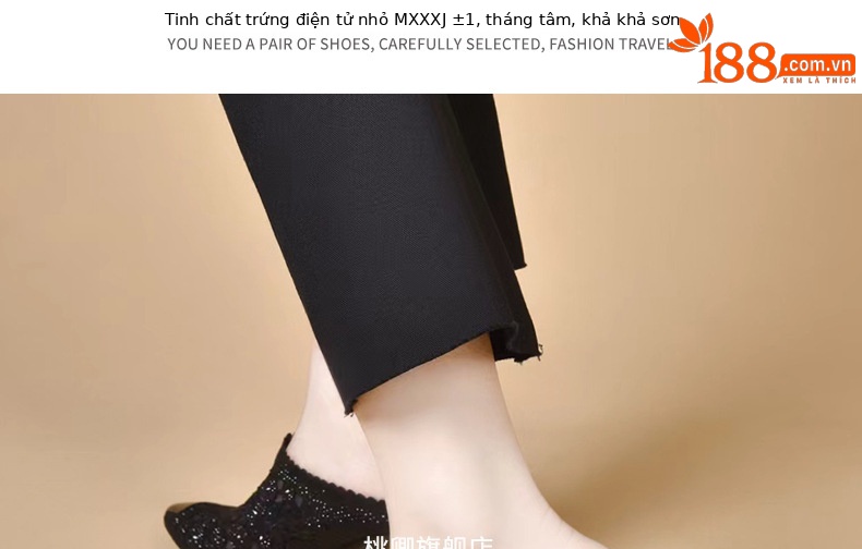 Giày mule nữ mũi nhọn chất liệu lưới thoáng khí, gót cao — Màu Sâm panh chi tiết 20