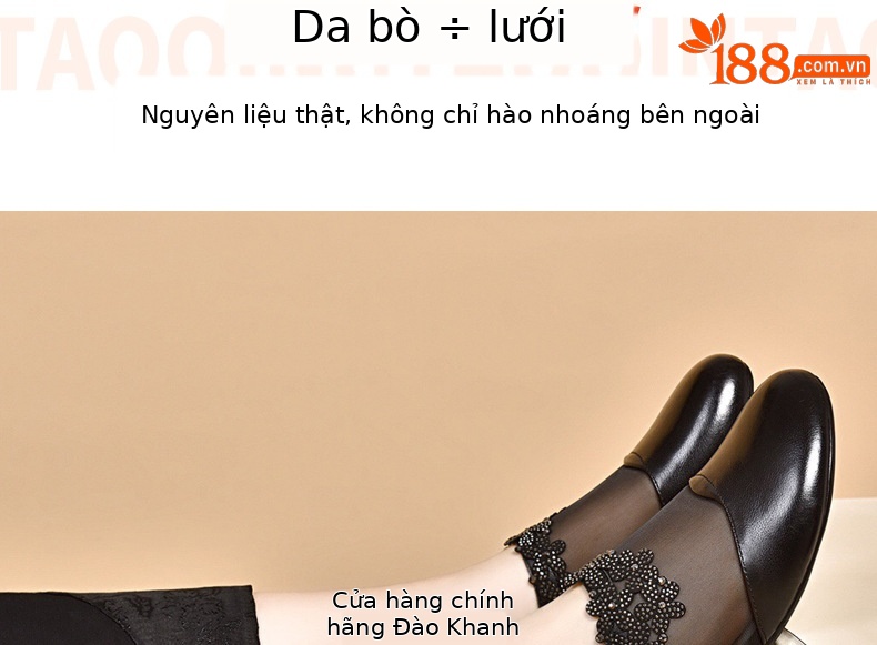 Sandal da bò lưới thoáng mũi tròn đế bệt cho nữ — Màu đen da bò chi tiết 6