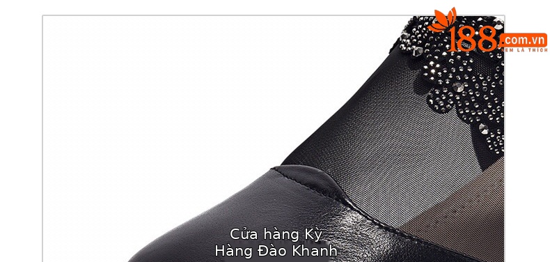 Sandal da bò lưới thoáng mũi tròn đế bệt cho nữ — Màu đen da bò chi tiết 12