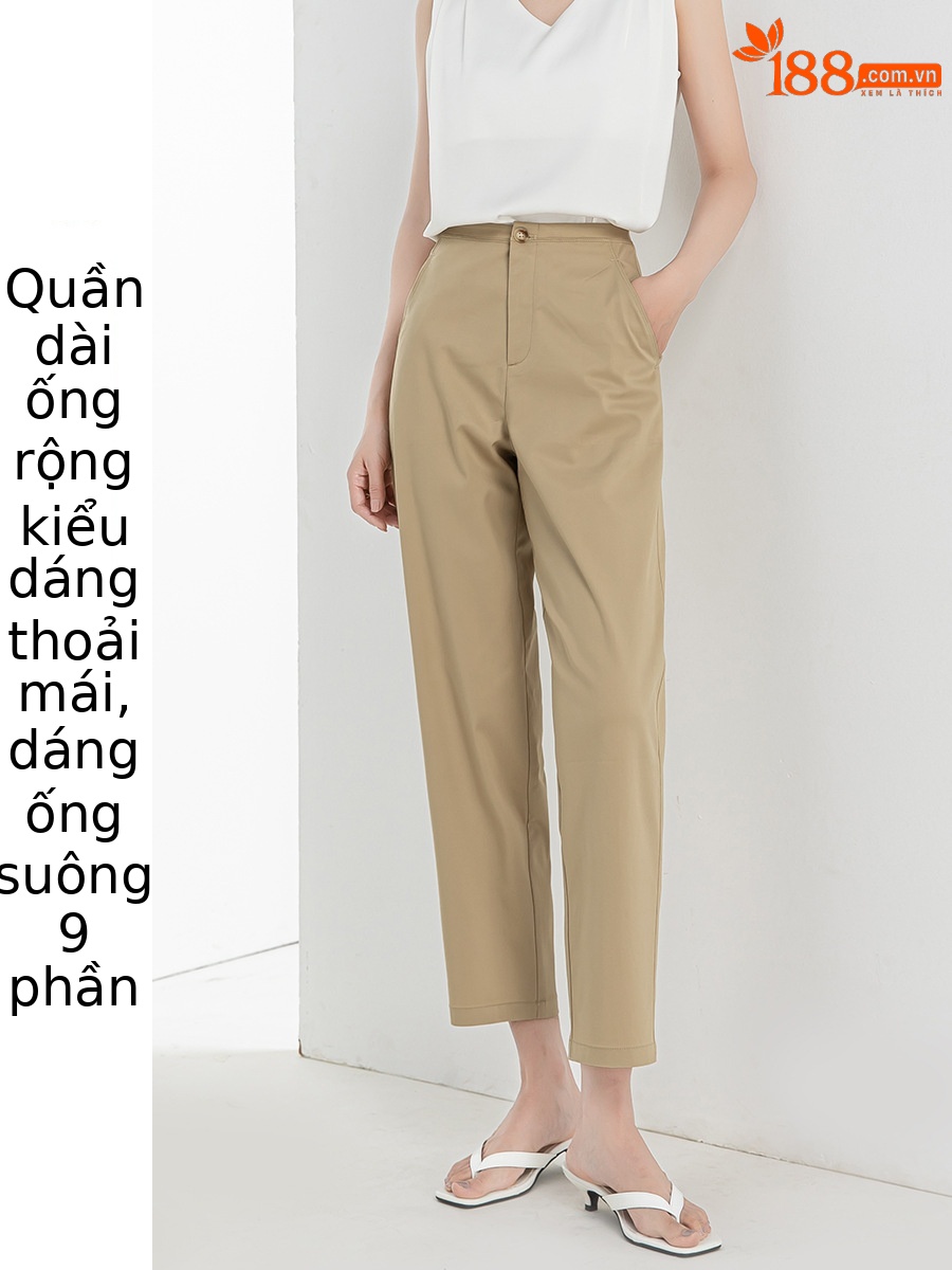 Quần culottes ống rộng chất Modal ủi phẳng dáng lưỡi liềm dài 9 phân — Màu xanh navy